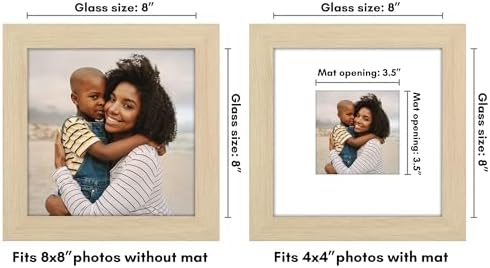 Americanflat 8x8 Picture Frame - Matted to 4x4 - Natural Oak - Image 2