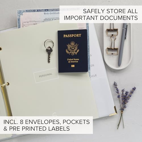 Important Document Organizer Set with Folders - Complete Linen Ring Binder - Image 3