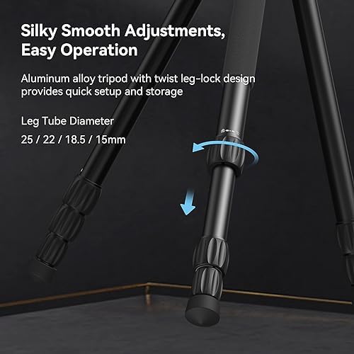 SmallRig CT190 72" Pro Video Camera Tripod with Leveling Base - Image 5
