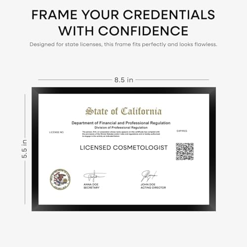 Homeforia 5.5x8.5 Black Business License Frame, High-End Metal, Glass - Image 6