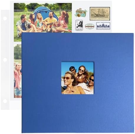 1DOT2 12x12 Inch 3 Ring DIY Scrapbook Photo Album, Blue by 1DOT2