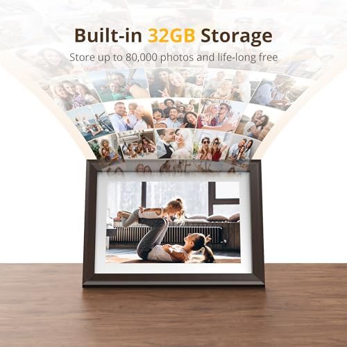 Dragon Touch Digital Picture Frame WiFi 10 inch IPS Touch Screen Digital Photo Frame Display, 32GB Storage, Auto-Rotate, Share Photos via App, Email, Cloud, Classic 10 Brown - Image 4