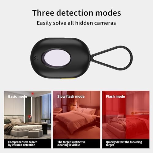 Hidden Camera Detector,Anti-Spy Camera Detector & Hidden Insect Detector,Vibration Alarm and LED Flashlight Rechargeable,4 Modes for Hotel, Travel Home & Office (Black) - Image 6