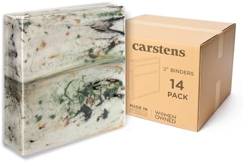 Carstens Limited Edition 3-Inch Green Marble Heavy Duty 3-Ring Binder – Side Opening, Waterproof, Durable Plastic, No-Gap Rings, Holds 400 Sheets, BPA-Free, Made in USA (1719-3R) by Carstens
