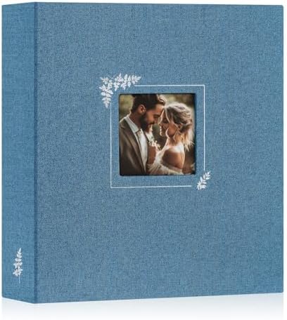 Lanpn Scrapbook Photo Album 8.5x11, Linen Window Design Cover Top Load 3 Ring Folder Binder Photobook Photo Book 8.5 x 11 inch with 30 Plastic Sleeves 60 Pages Blue by Lanpn