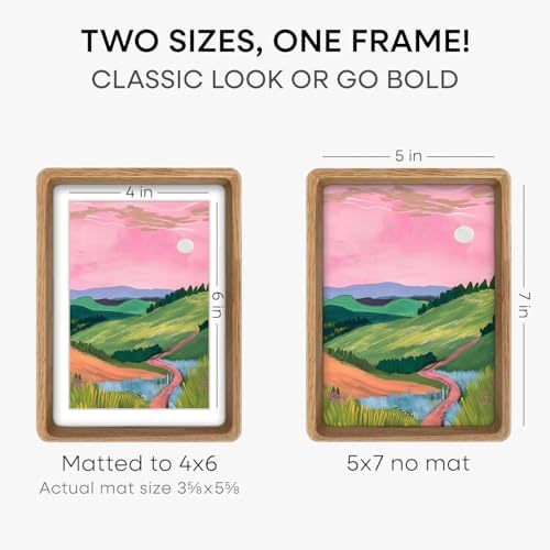 Homeforia 5x7 Mortise&Tenon Natural Oak Picture Frame, 4x6 Mat, Glass - Image 3