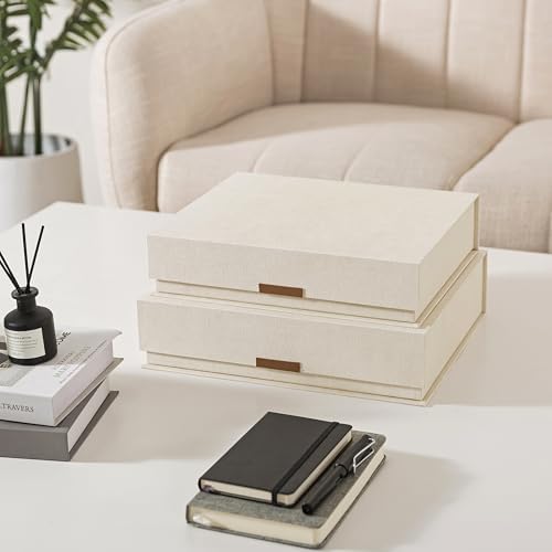 Soul & Lane - Letter Keepsake Storage Box, Magnetic Lid, Set of 2, Beige - Image 2