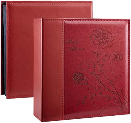 Artmag Photo Picutre Album 4x6 400 Photos, Extra Large Capacity Leather Cover Wedding Family Photo Albums Holds 400 Vertical 4x6 Photos with Black Pages(Red) by Artmag