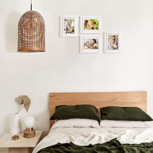 Egofine 6x8 Picture Frames Set of 4, Made of Solid Wood Covered by Plexiglass 4x6 and 5x7 with Mat or 6x8 whitout Mat, for Table Top Display and Wall Mounting Photo Frame White - Image 6