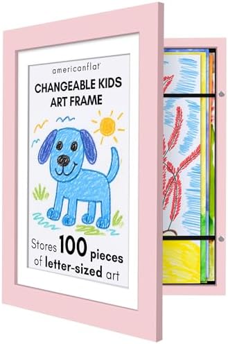 Americanflat 8.5x11 Changeable Kids Art Frame - Light Pink by Americanflat