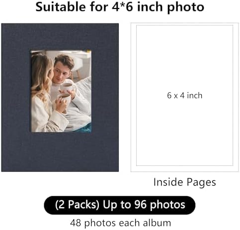 Small 4x6 Photo Album 24 Pockets Linen Cover Gray Blue 2 Pack - Image 2
