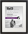Americanflat 11x13 Picture Frame with Shatter-Resistant Glass - Use as 8x10 Frame with Mat or Display 11x13 Photo Without Mat - Signature Collection - Picture Frames for Wall Display - Black by Americanflat