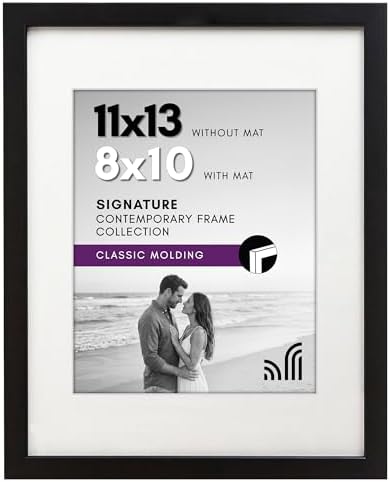 Americanflat 11x13 Picture Frame with Shatter-Resistant Glass - Use as 8x10 Frame with Mat or Display 11x13 Photo Without Mat - Signature Collection - Picture Frames for Wall Display - Black by Americanflat
