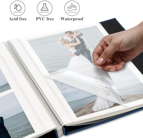 Self Adhesive Photo Album Linen Cover 40 Pages Navy Blue - Image 4