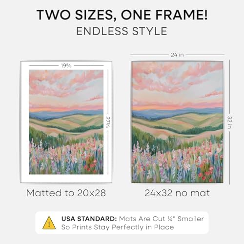 Homeforia 24x32 Silver Poster Frame, High-End Metal, 20x28 Mat, Glass - Image 2