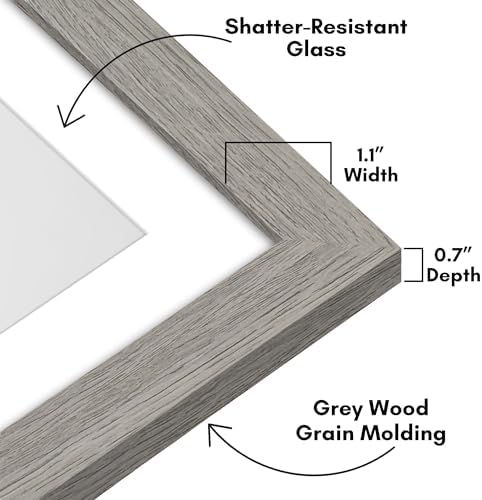 Americanflat 10x10 Picture Frame - Matted to 8x8 - Grey Wood - Image 3