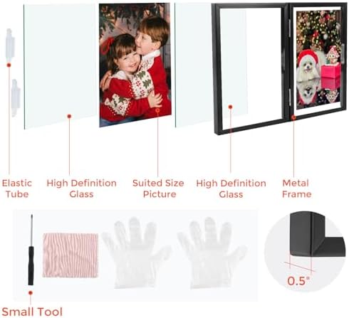 Golden State Art 5x7 Hinged Metal Picture Frame, Matte Black, Tabletop - Image 2