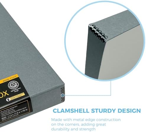 Lineco Clamshell Archival Storage Box, 11.5x17.5x1.75 Inch, Gray - Image 4