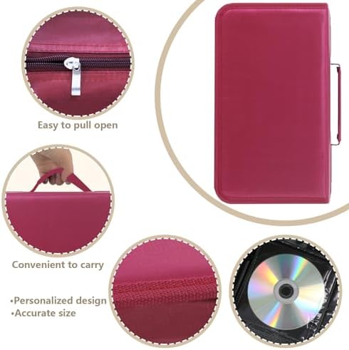 DVD Case CD Storage,128 Capacity CD Cases Holder DVD Storage Case Holders CD DVD Disc Case Storage Wallet Binder for Car Home Office Travel (128 Red) - Image 3