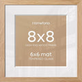Homeforia 8x8 Natural Oak Picture Frame, High-End Wood, 6x6 Mat, Glass by Homeforia