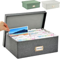 Linen Photo Storage & Keepsakes Box with Dividers for Cards & Photos by Qerlei