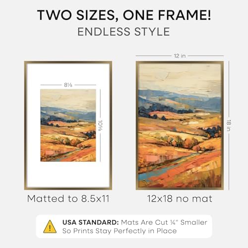 Homeforia 12x18 Bronze Picture Frame, High-End Metal, 8.5x11 Mat, Glass - Image 2