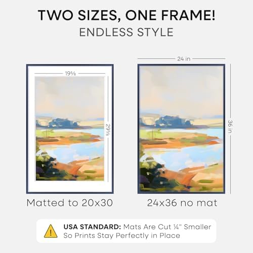 Homeforia 24x36 Blue Poster Frame, High-End Metal, 20x30 Mat, Glass - Image 2