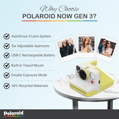 Polaroid Now Generation 3 I-Type Instant Camera (Yellow) Bundle with Color I-Type Film (8 Exposures), Hard Protective Case and Wrist Strap - Image 3