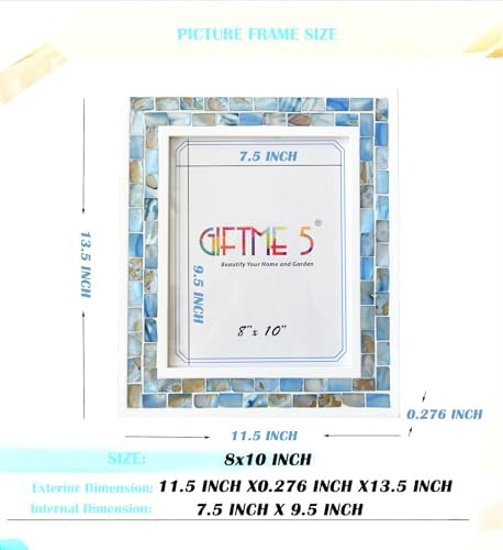 Beach Picture Frame 8x10, Mother of Pearl Photo Frame, Blue Grey, 1pc - Image 5