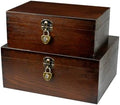 Wood Keepsake Boxes with Lock and Keys Handcrafted Decorative Wooden Storage Case Cabinet Container Hinged Lid Country Rustic Style Organizer for Trinkets Gift Card Collection Coffee Color 2 Pack by BigHala