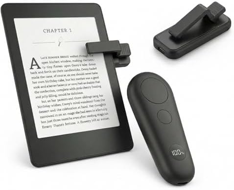 RF Remote Control Page Turner with Upgrade LCD Power Display, Wireless Reading Clicker for Kindle Paperwhite Kobo Oasis iPad, Phone Camera Remote Trigger, 36-Month Warranty (Black) by Censisiy