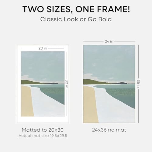 Homeforia 24x36 White Oak Poster Frame, High-End Wood, 20x30 Mat, Glass - Image 2