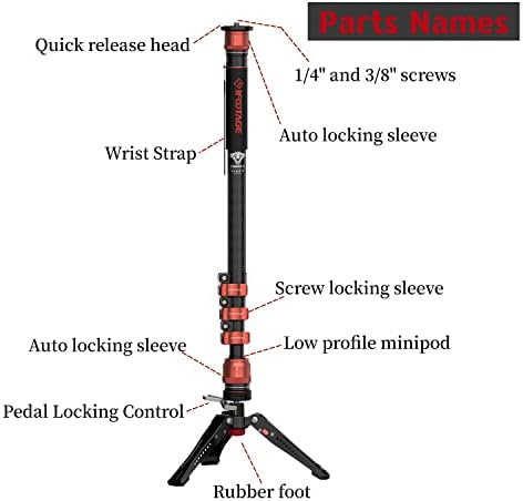 IFOOTAGE Cobra 3 C180F-P Carbon Fiber Video Monopod with Pedal Locking Control, Professional Photography Monopod Suitable for SLR Cameras and Camcorders (71") - Image 2