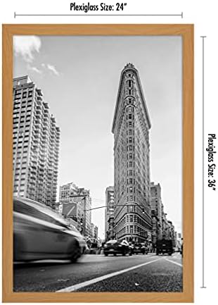 Americanflat 24x36 Poster Frame - Dark Oak Engineered Wood with Polished Plexiglass - Wide Picture Frame for Vertical or Horizontal Wall Display - Epic Collection - Dark Oak - Image 2