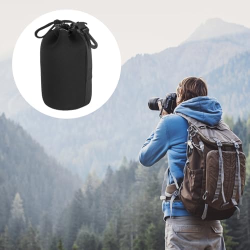PATIKIL Camera Lens Bag, 2 Pcs 3.5" IDx7.1 H Drawstring Lens Pouch with Thick Protective Neoprene, Lens Case for DSLR Camera Lens, Water Coffee Cups Black - Image 7