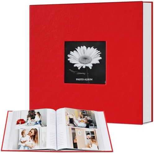 Popotop Photo Album 4x6 200 Photos with Writing Space, Leather Cover Album with Display Picture Window, Photo Book for Wedding Family Baby Gift by Popotop
