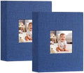 Artmag Mini Photo Album 4x6 50 Pockets 2 Pack, Linen Cover with Front Window Album Each Holds 52 Vertical Photos for Family Wedding Baby Children (Blue) by Artmag