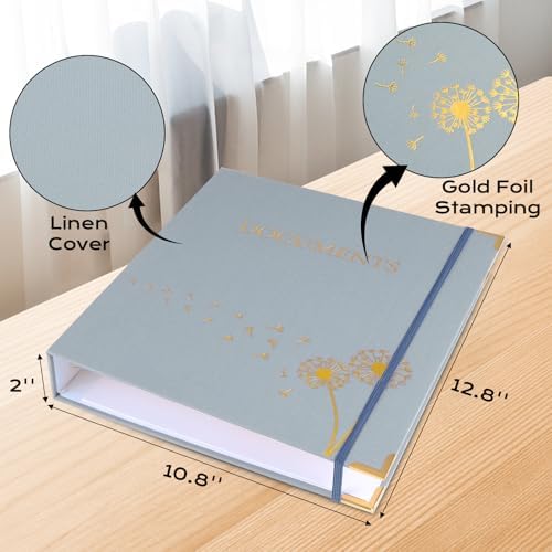 XKDOUS Important Document Organizer 3 Ring Linen Binders Folio File Folders - Image 5