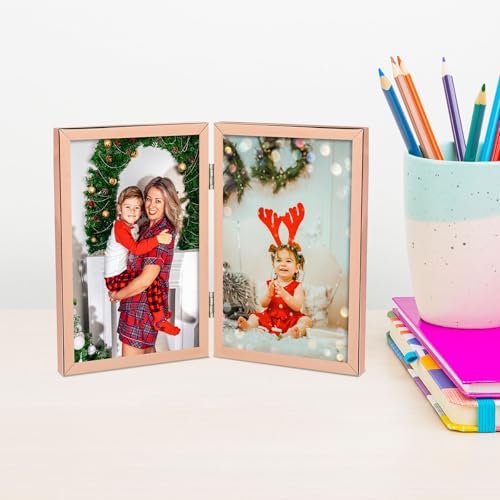 Golden State Art 4x6 Hinged Metal Picture Frame, Rose Gold, Tabletop - Image 6