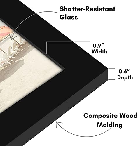 Americanflat 7x7 Picture Frame with Shatter-Resistant Glass - Signature Collection - Gallery Style Frames Made of Engineered Wood - Square Frame for Tabletop and Wall Display - Black - Image 3