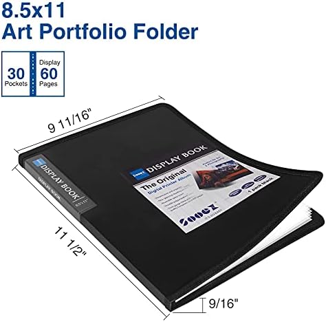 Sooez 30-Pocket Binder with Plastic Sleeves 8.5x11,Heavy Duty Art Portfolio - Image 2
