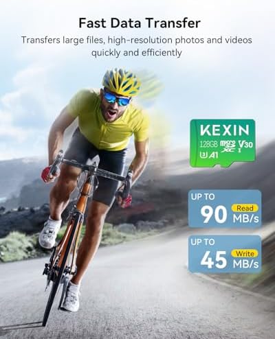 KEXIN 128GB Micro SD Card 3 Pack with Adapter - Up to 90MB/s 4K, V30, A1, C10, 4K UHD High Speed microSDXC UHS-I Memory Card Compatible with Action Camera Drone Game Smartphone Tablet 128G 3Pack - Image 3