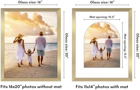 Americanflat 16x20 Poster Frame - Matted to 11x14 - Engineered Wood - Gold - Image 2