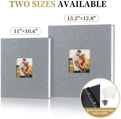 Photo Album Self Adhesive Pages Scrapbook, 11x10.6 Grey 40 Pages - Image 5