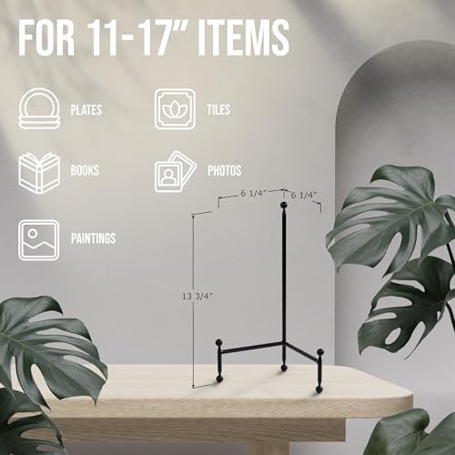 Red Co. Decorative Tripod Plate Stand and Art Holder Easel in Black Finish - 14" h - Image 4