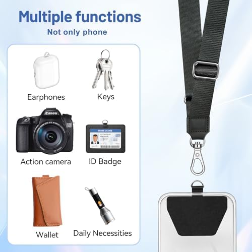 Doormoon Phone Lanyard, Universal Adjustable Neck Strap for Phone Case Keys ID Badges Cell Phone Lanyard Compatible with iPhone, Samsung, Most Smartphones, 2 Pack, Black Pink - Image 6