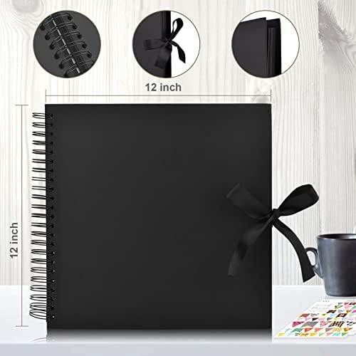 GOTIDEAL 12 x 12 Inch Scrapbook Album with 10 Metallic Markers, Black - Image 3