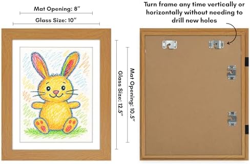 Americanflat Kids Artwork Frame Changeable (Dark Oak) - Magnetic Door Holds 100 Art Pieces - 8.5x11 Letter Size Display with Mat or 10x12.5 Without Mat - My Mini Masterpiece - Image 3