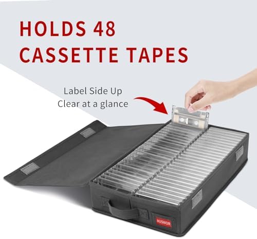 NUSWOR Cassette Tape Storage Box -Audio Cassette Holder 3Pack – Grey - Image 3