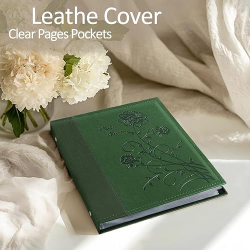 Photo Album 8x10 2 Packs Clear Pages Pockets Leathe Cover Slip Slide in Photo Album Each Holds 100 Vertical 8x10 Photos Picture Book for Wedding Family (Dark Green) - Image 4